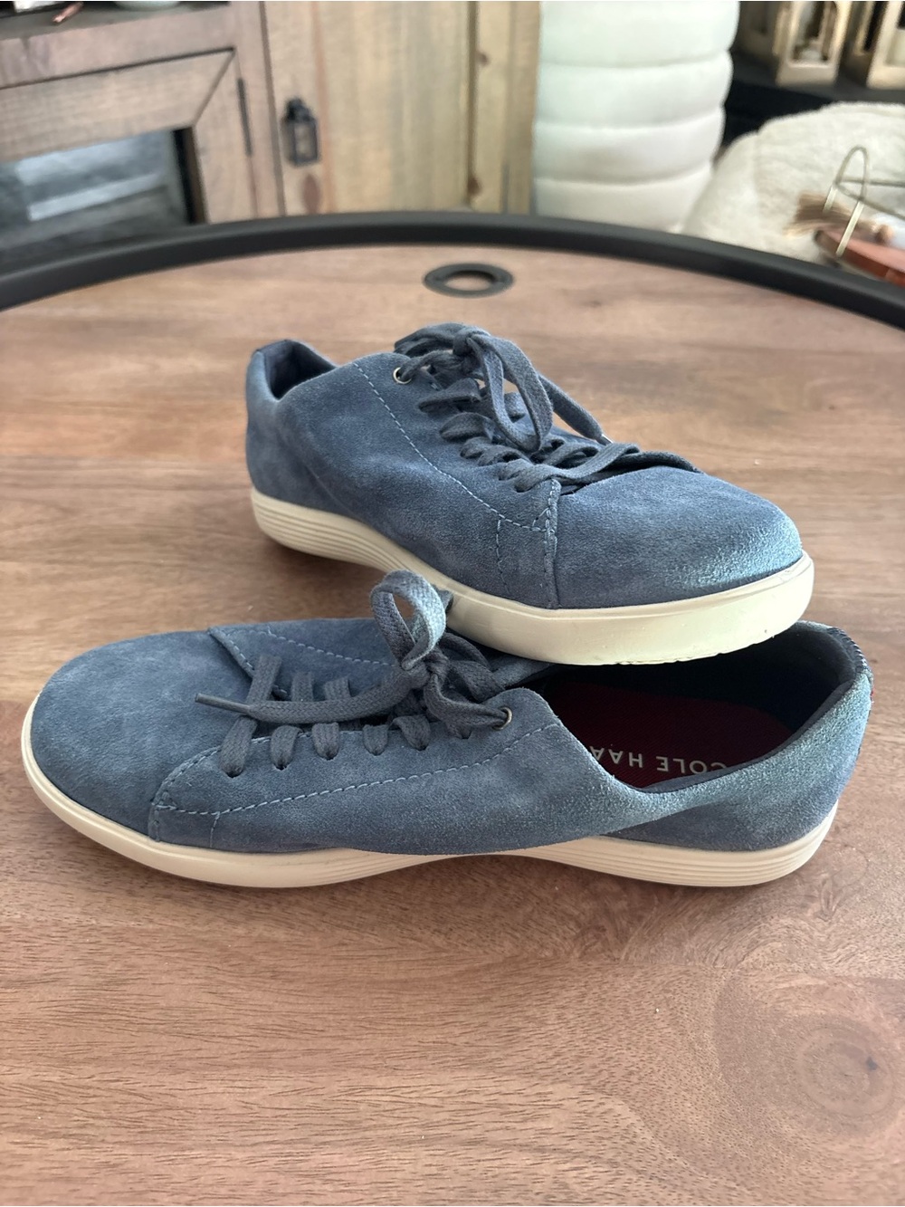 Cole Haan Slate Blue Suede Lace-Up Sneakers